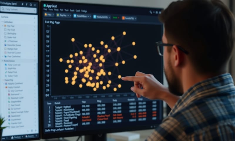 ツールを使って内部リンク構造を分析している様子
