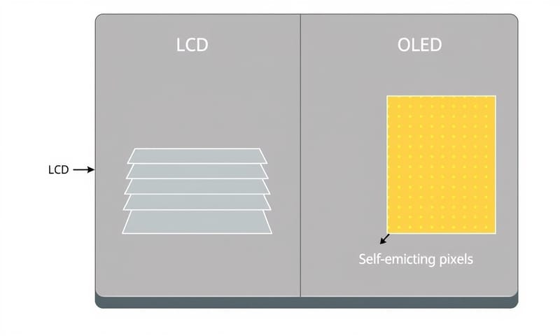 暗い部屋でのOLEDとLCDの黒の表現力の比較