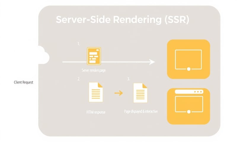 サーバーサイドレンダリング（SSR）の処理フローの概念図
