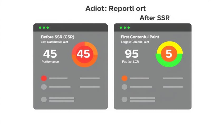 SSR導入前後のLighthouseスコア比較のイメージ