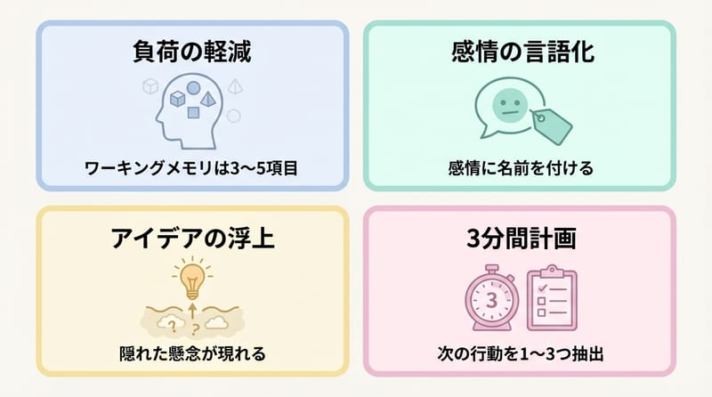 中段の核心：ブレインダンプが「落ち着く」までの流れ