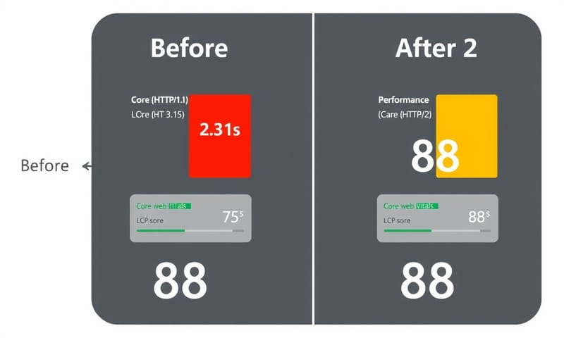 HTTP/2導入前後でのCore Web Vitalsスコアの変化（イメージ）