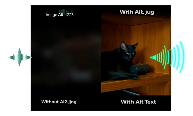 altテキストの有無によるスクリーンリーダーの読み上げの違い（イメージ）