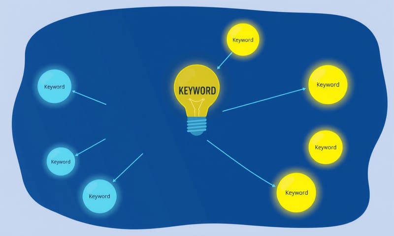 キーワードのアイデアが広がる瞬間のイメージ