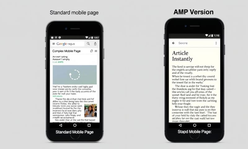 通常ページとAMPページの表示速度の比較イメージ