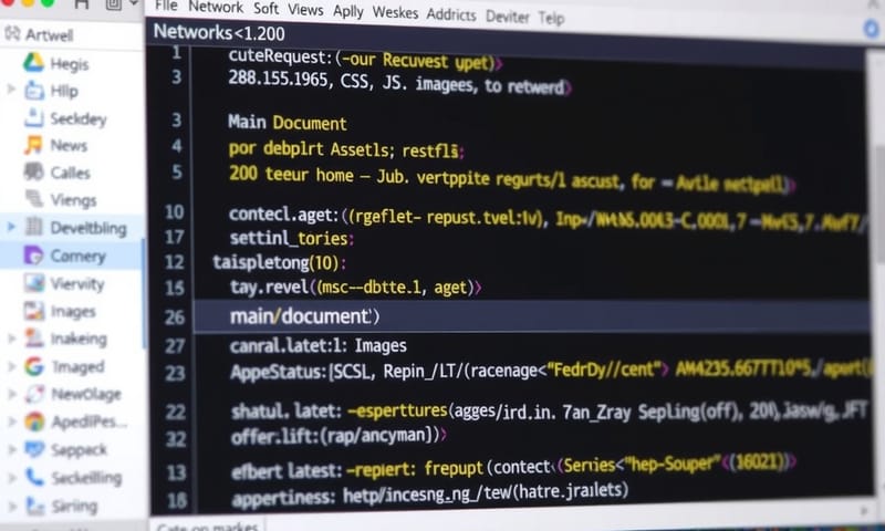 ブラウザの開発者ツールでネットワークタブを確認している様子