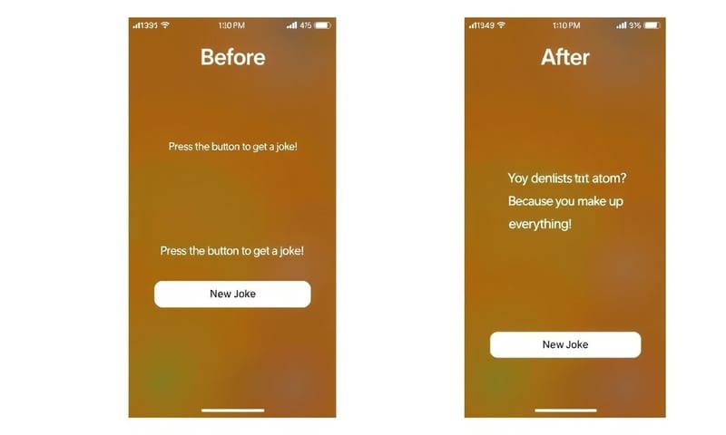 ジョークAPIを叩いたアプリの実行結果