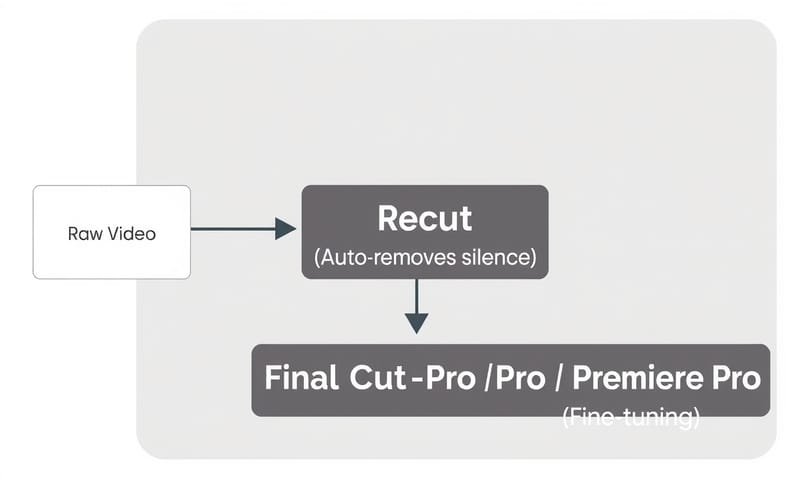 Recutを使った動画編集フローのイメージ