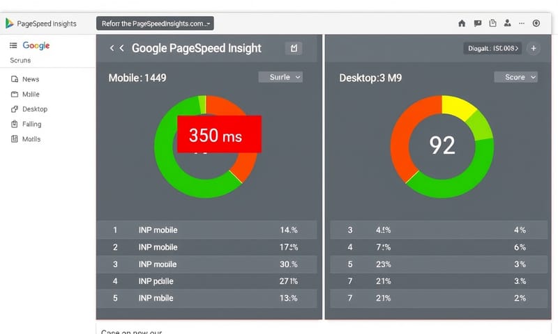 モバイルとPCでのスコア差。特にINPに注目