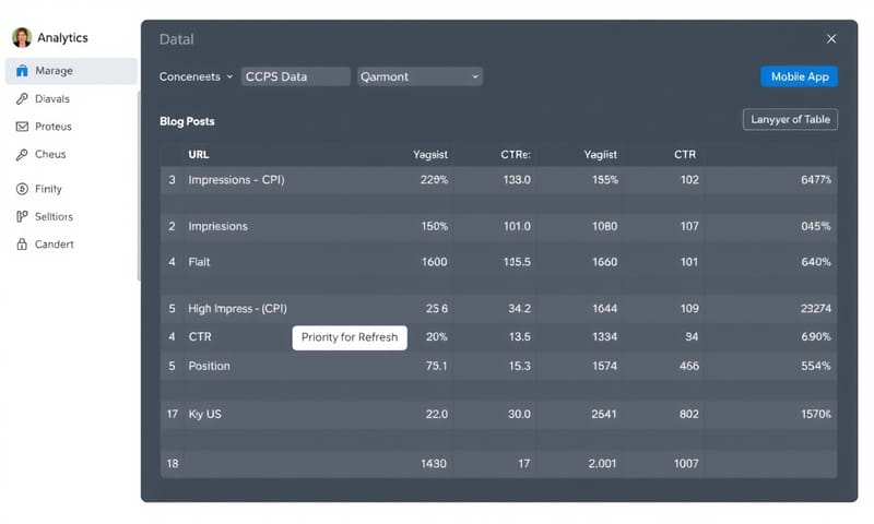 從數據後台找出優先更新的舊文章，通常是曝光高但點擊率偏低的那些