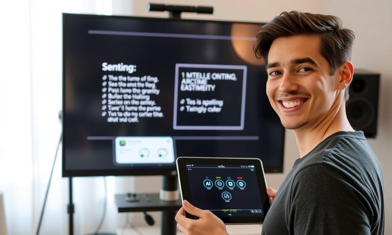 創作者使用 CueCam 搭配 iPad 進行線上教學的場景