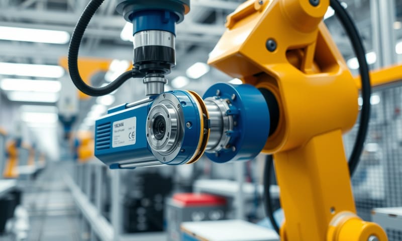 實際裝配在機台上的伺服馬達與減速機