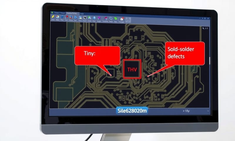 機器視覺系統的操作介面，清楚標示出檢測到的瑕疵