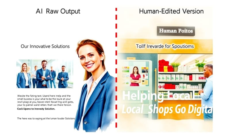AI 原始輸出 vs. 人工潤飾後的對比