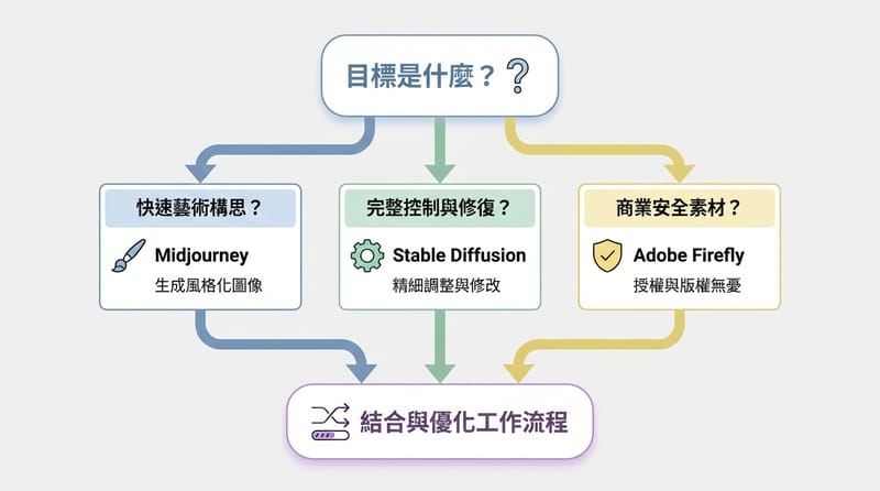 這是我自己腦中常跑的決策流程，給你參考。重點不是工具本身，而是「在什麼情境下用誰」。