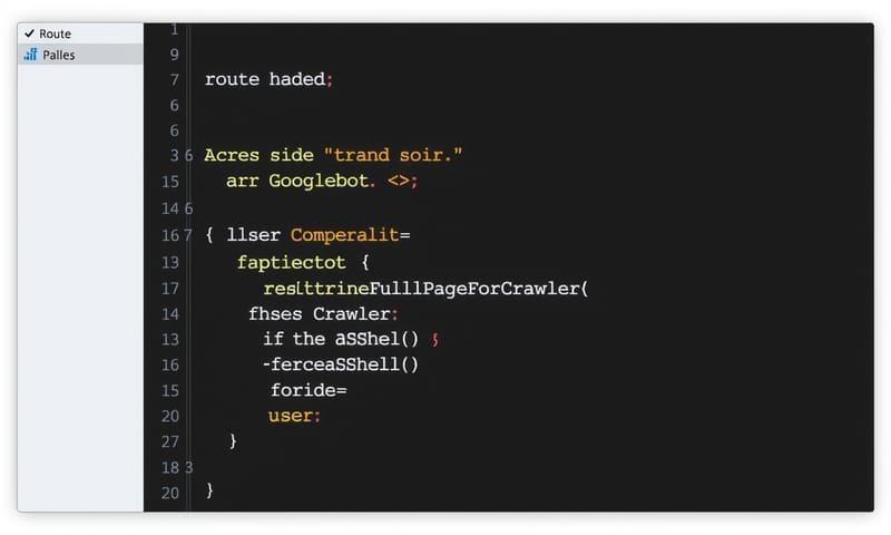 對搜尋引擎機器人與真人使用者採取不同渲染路徑的流程圖