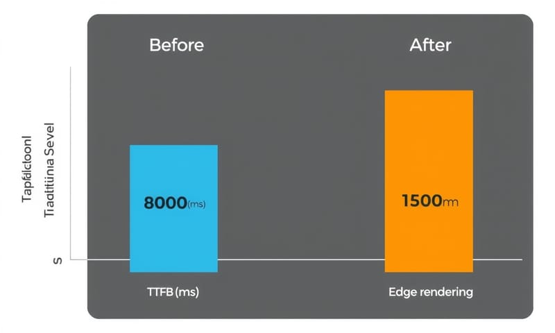 導入邊緣渲染後，TTFB 的改善對照