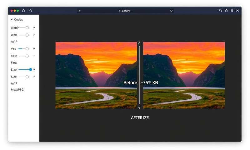 實作示意：使用 Squoosh 進行壓縮前後比較