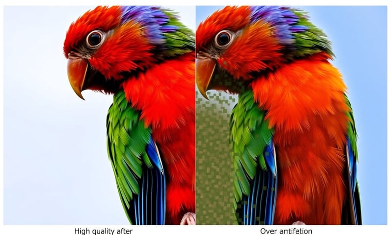 對比：過度壓縮導致的畫質劣化