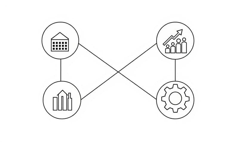 PEST四大構面的關聯示意圖