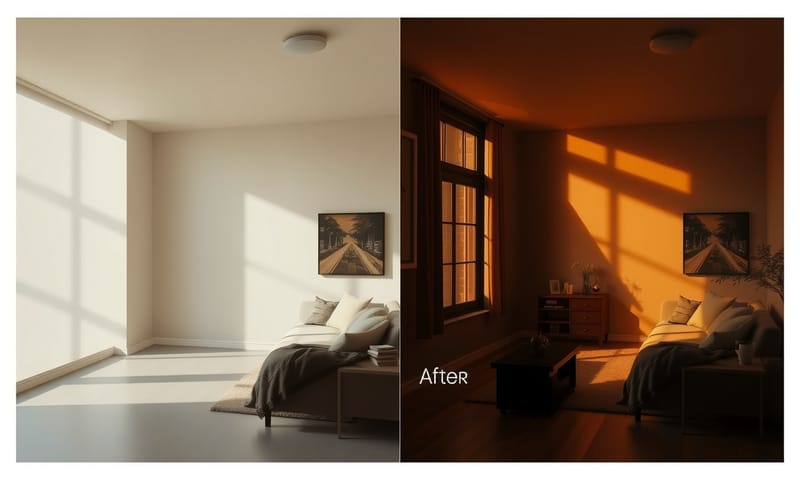 AI 進行色彩與氛圍增強前後的對比