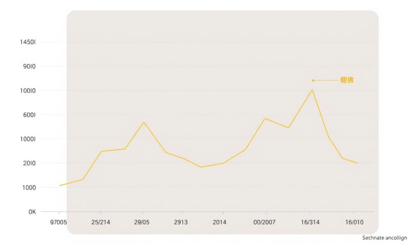 趨勢類型示意圖：比較「泳衣」（季節性）與某個爆紅新聞事件的趨勢線差異。